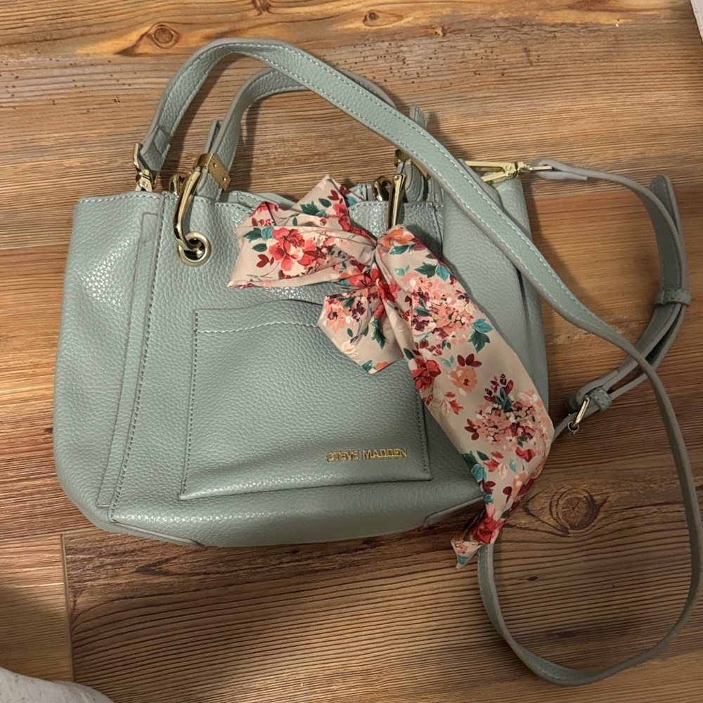 Steve Madden Mint Shoulder Bag with Floral Accent​